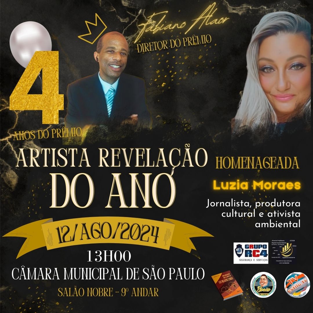 Luzia Moraes receberá homenagem na Câmara Municipal de São Paulo, em agosto “Prêmio Artista Revelação do Ano”. Confira!