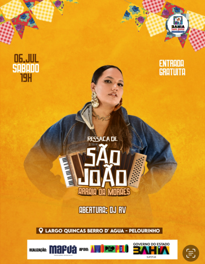 ARRAIÁ DA MORAES: Cantora Gabi Moraes se apresenta no Pelourinho neste Sábado, (06)