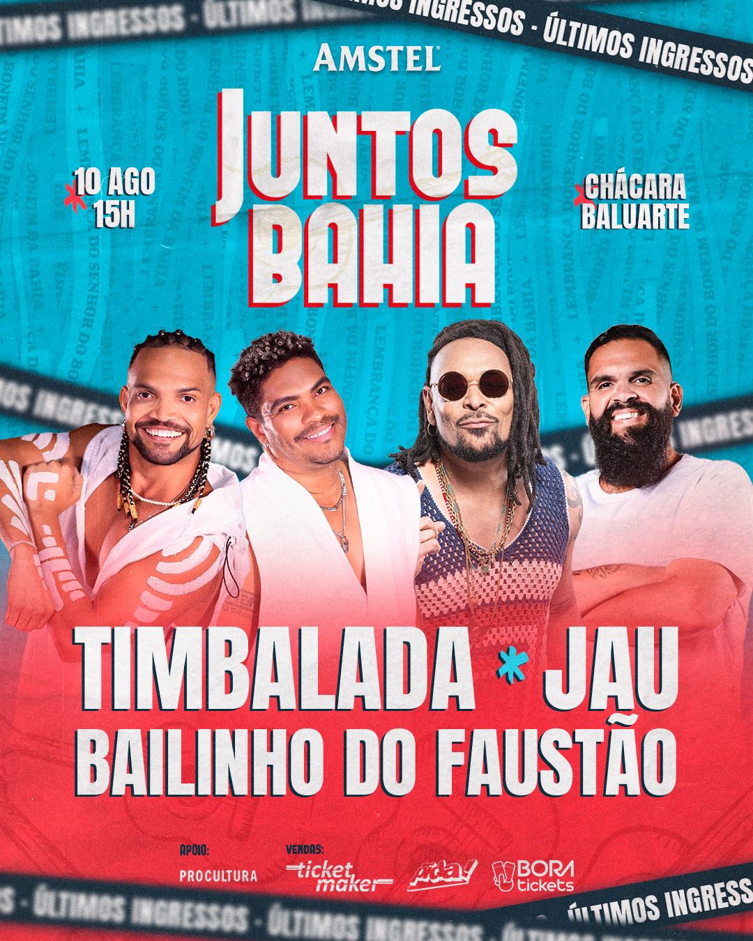 Festa Juntos Bahia acontece neste sábado e reunirá Timbalada e Jau na Chácara Baluarte, a partir das 15 horas