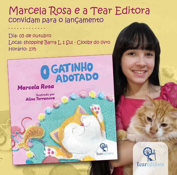 Marcela Rosa lança seu mais novo livro: “O Gatinho Adotado”