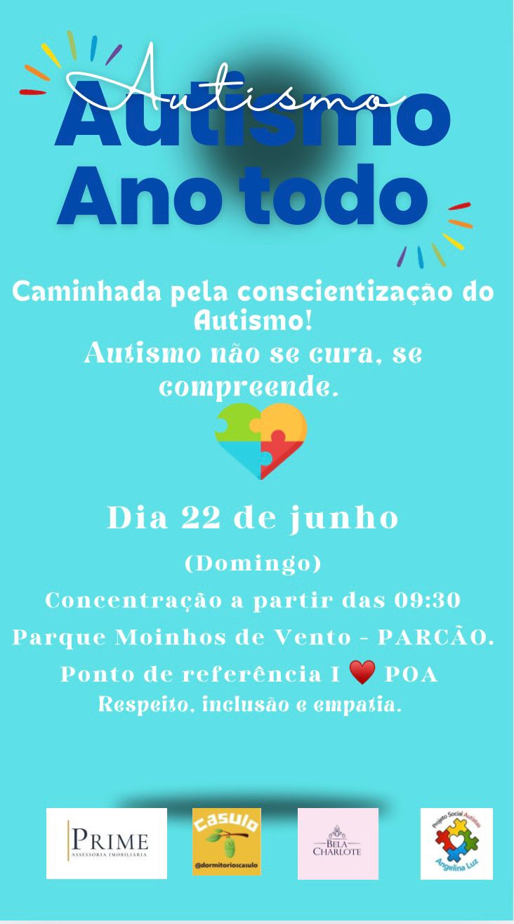 Caminhada do Orgulho Autista 2025 acontece dia 22 de junho no Parcão, em Porto Alegre