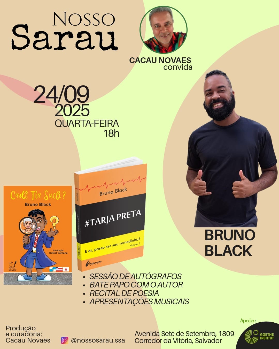 Nosso Sarau recebe o escritor carioca Bruno Black na edição de setembro