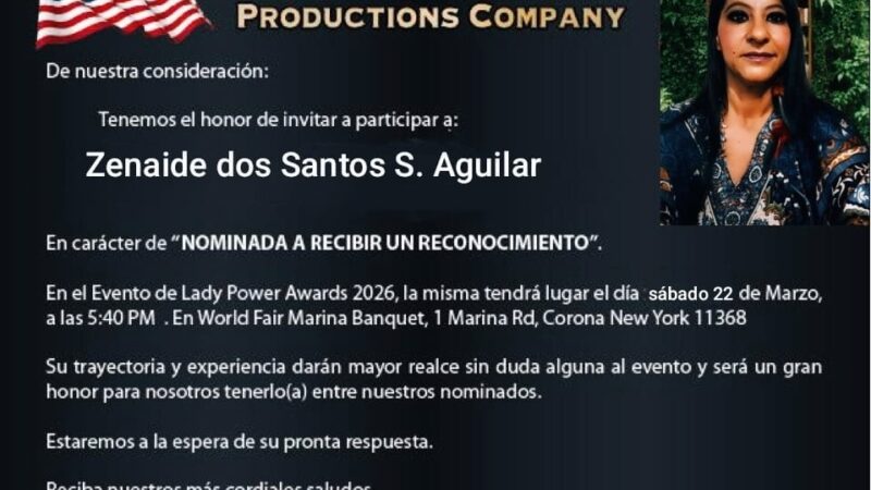 Homenageada no Lady Power Awards NY 2026: Zenaide dos Santos S. Aguilar Celebrará Legado de Jornalismo e Ativismo