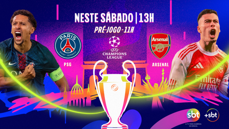 Com pré-jogo repleto de ações especiais, SBT transmite final da UEFA Champions League entre PSG e Arsenal