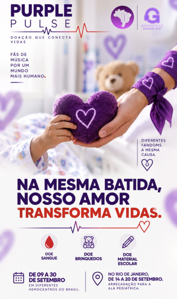 Purple Pulse reúne fãs de diferentes artistas em campanha nacional de doação de sangue “Na midia com a Laluche”